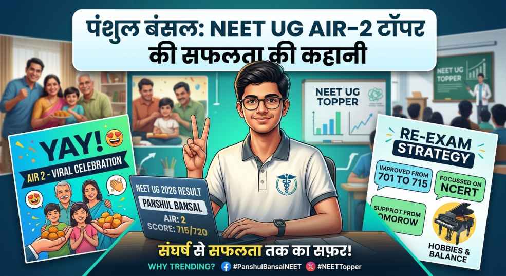 पंशुल बंसल NEET UG AIR 2 टॉपर सफलता की कहानी और वायरल सेलिब्रेशन इन्फोग्राफिक