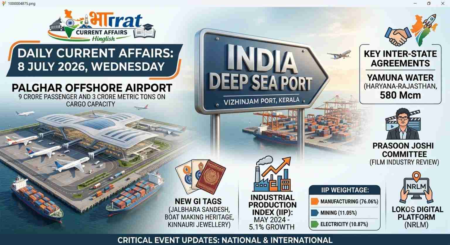 ​Daily Current Affairs 8 July 2026 Infographic by Bharat Current Affairs